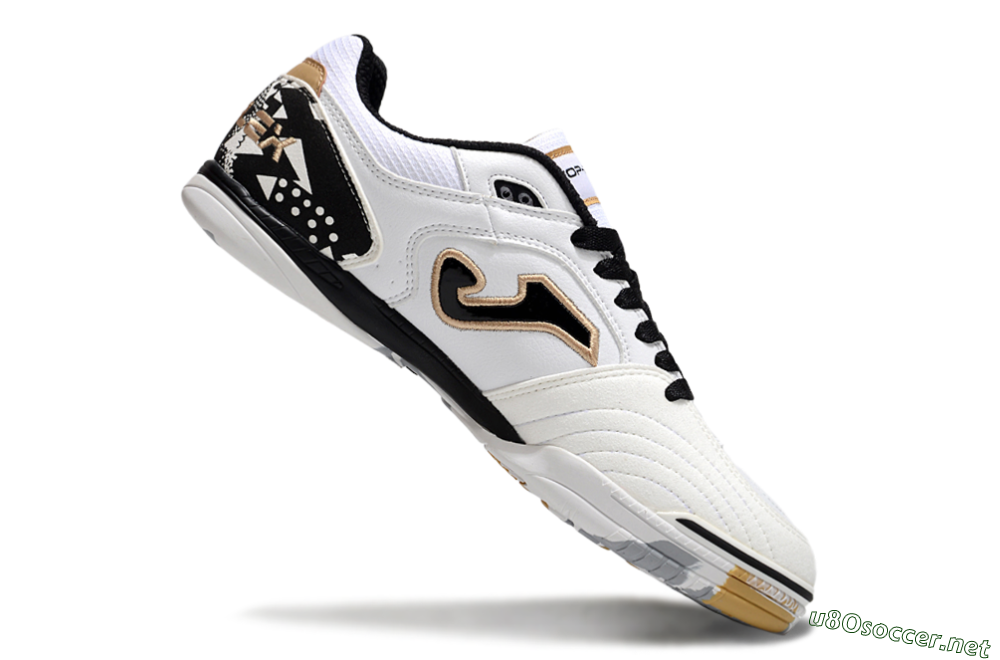 Men's Joma Top Flex IC Football Shoes - White/Black/Gold 4