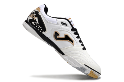 Men's Joma Top Flex IC Football Shoes - White/Black/Gold
