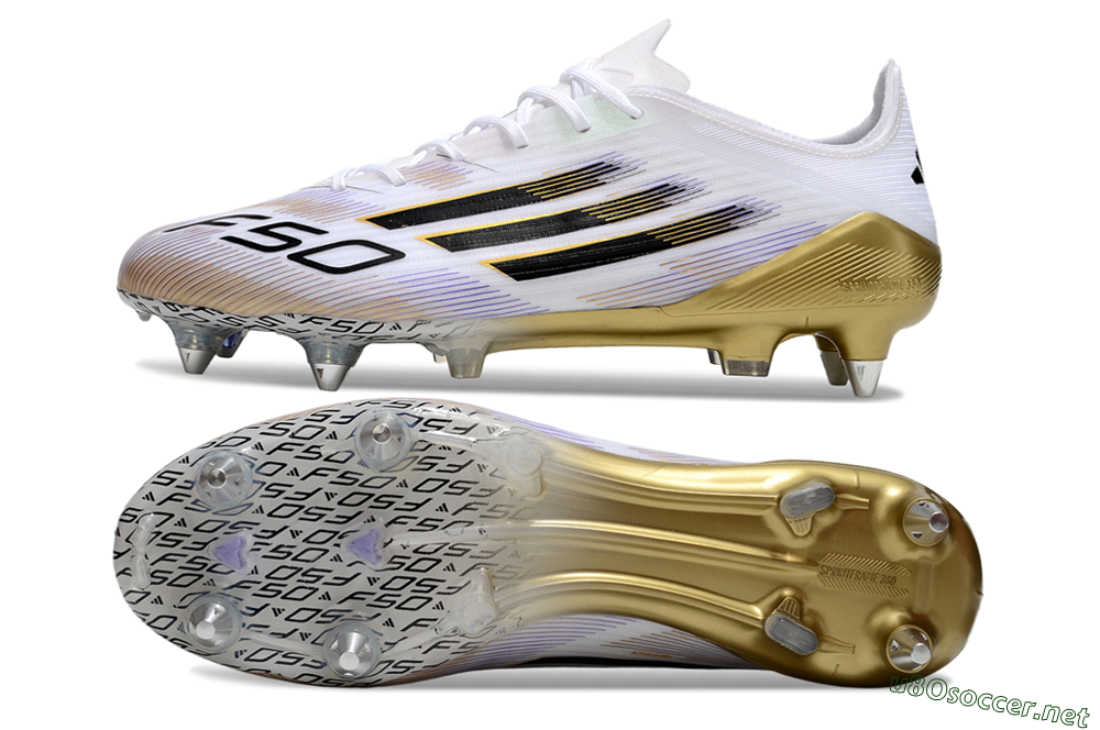 Men's Adidas F50 Elite SG Football Boots - White/Black/Gold 1