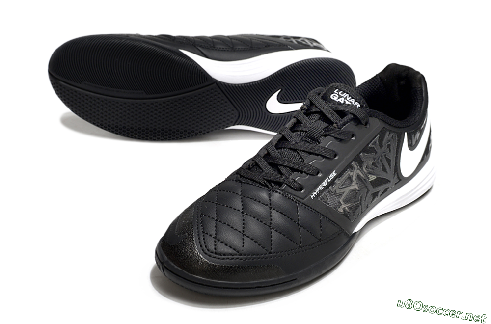 Men's Nike Lunar Gato 2 IC Football Shoes - Black/White 3