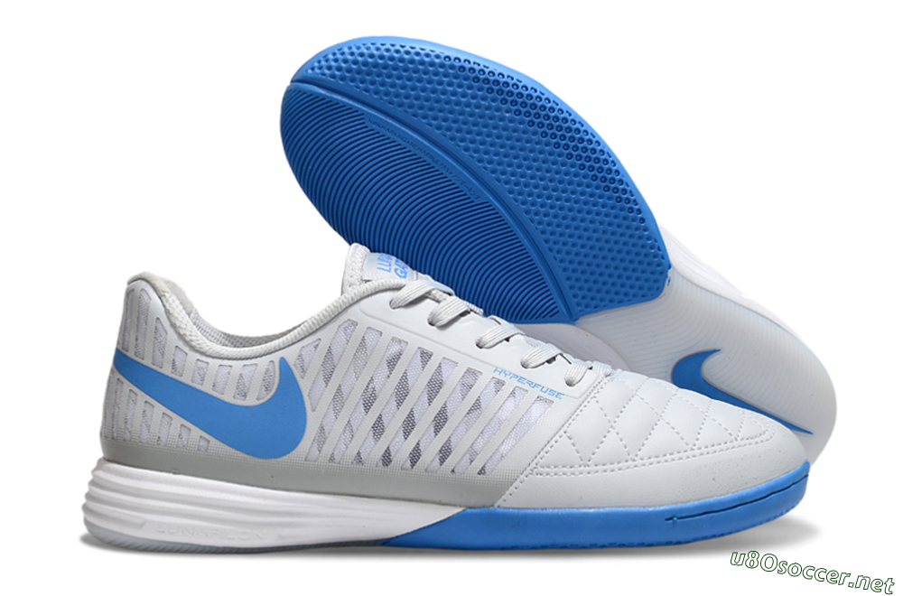 Men's Nike Lunar Gato 2 IC Football Shoes - Grey/Blue/White 2
