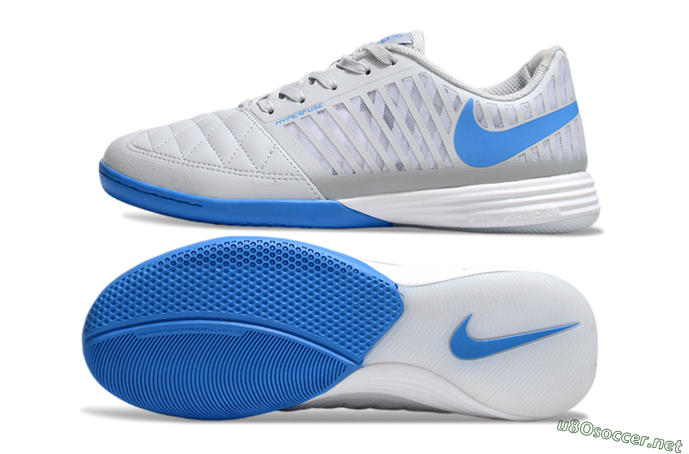 Men's Nike Lunar Gato 2 IC Football Shoes - Grey/Blue/White 1