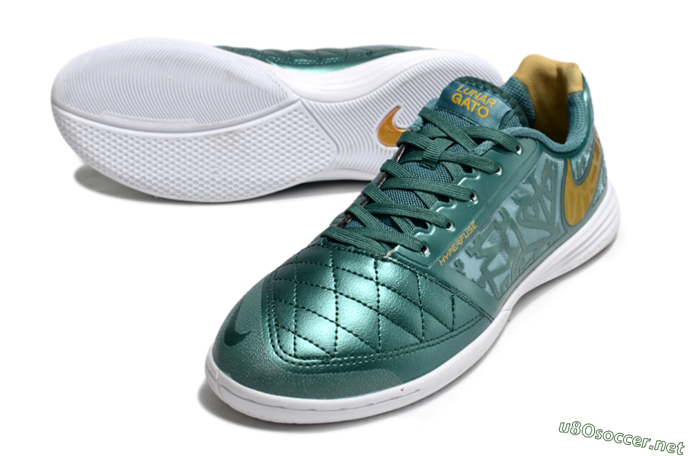 Men's Nike Lunar Gato 2 IC Football Shoes - Green/Yellow/White 3