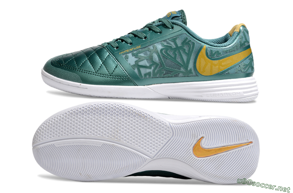 Men's Nike Lunar Gato 2 IC Football Shoes - Green/Yellow/White 1