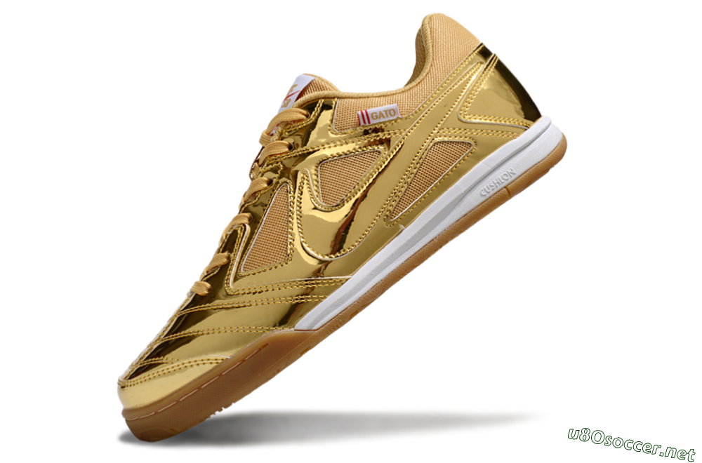 Men's Nike Street Gato IC Football Shoes - Gold/White/Brown 5