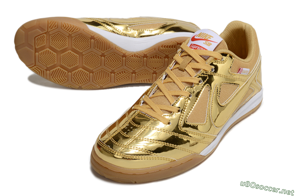 Men's Nike Street Gato IC Football Shoes - Gold/White/Brown 3