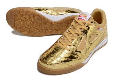 Men's Nike Street Gato IC Football Shoes - Gold/White/Brown