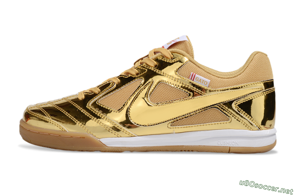 Men's Nike Street Gato IC Football Shoes - Gold/White/Brown 0