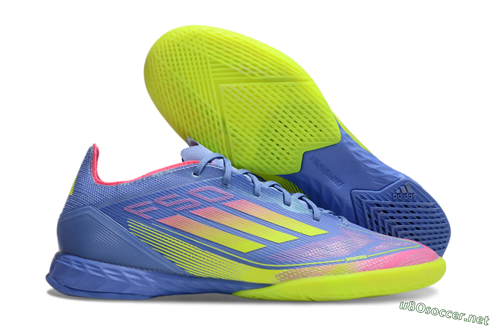 Men's Adidas F50 Pro IC Football Shoes - Blue/Yellow/Pink 2
