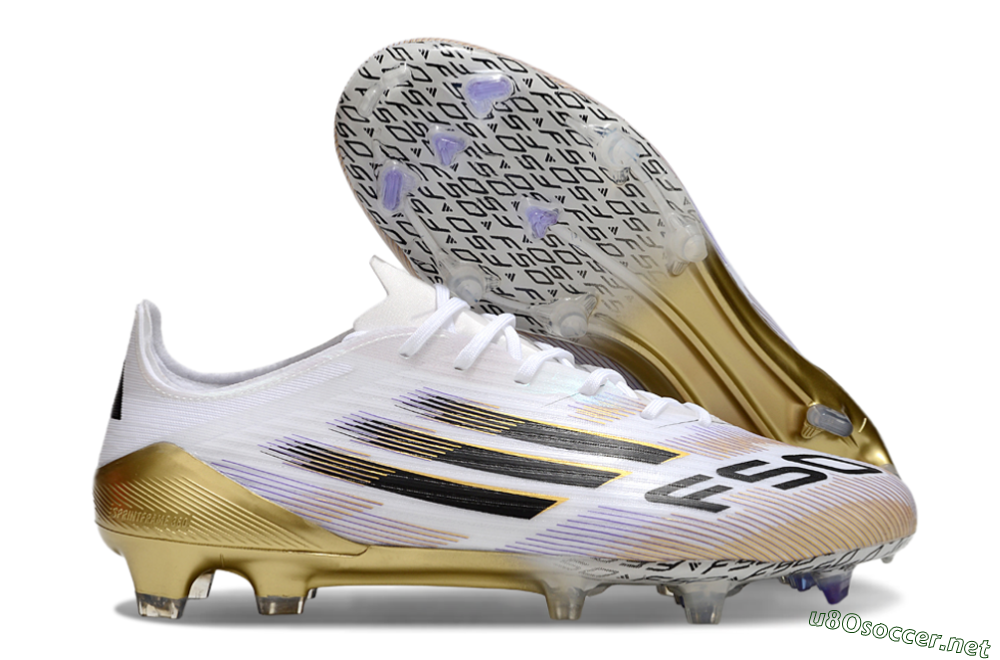 Men's Adidas F50 Elite FG Football Boots - White/Black/Gold 2