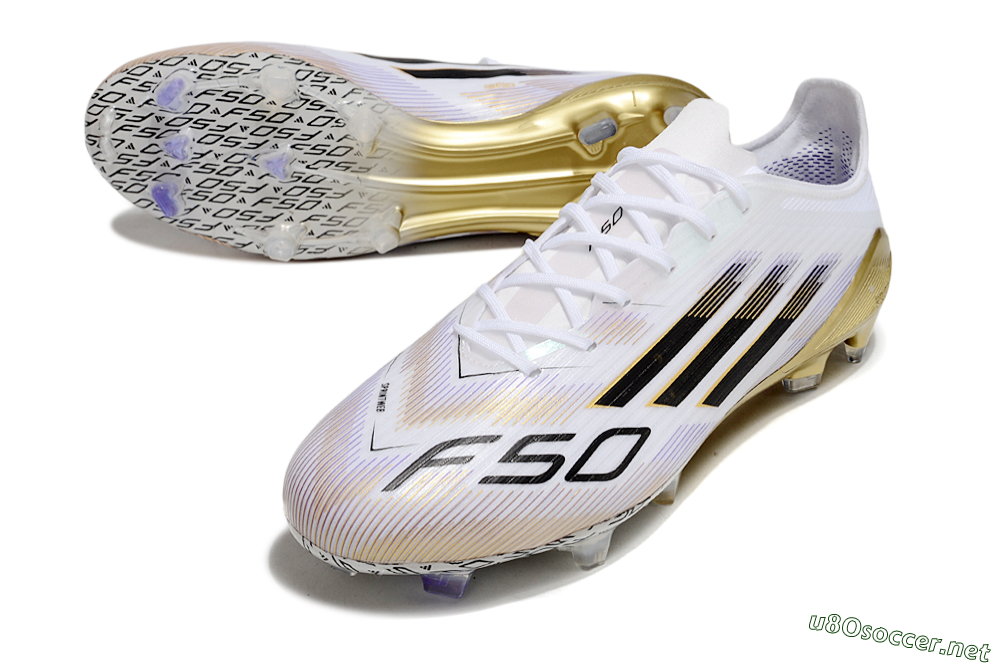 Men's Adidas F50 Elite FG Football Boots - White/Black/Gold 3