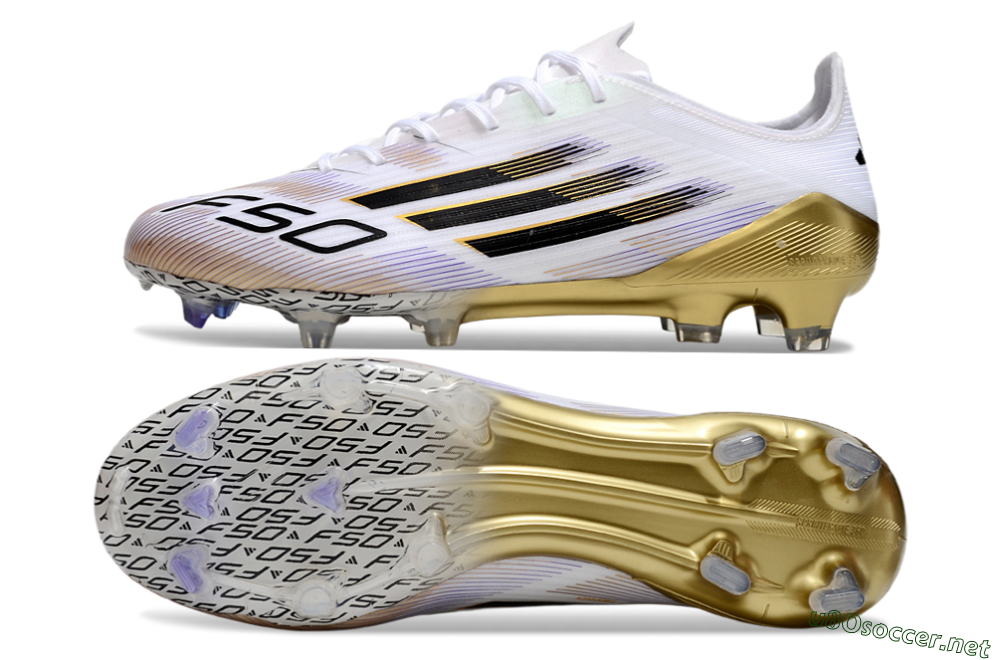 Men's Adidas F50 Elite FG Football Boots - White/Black/Gold 1
