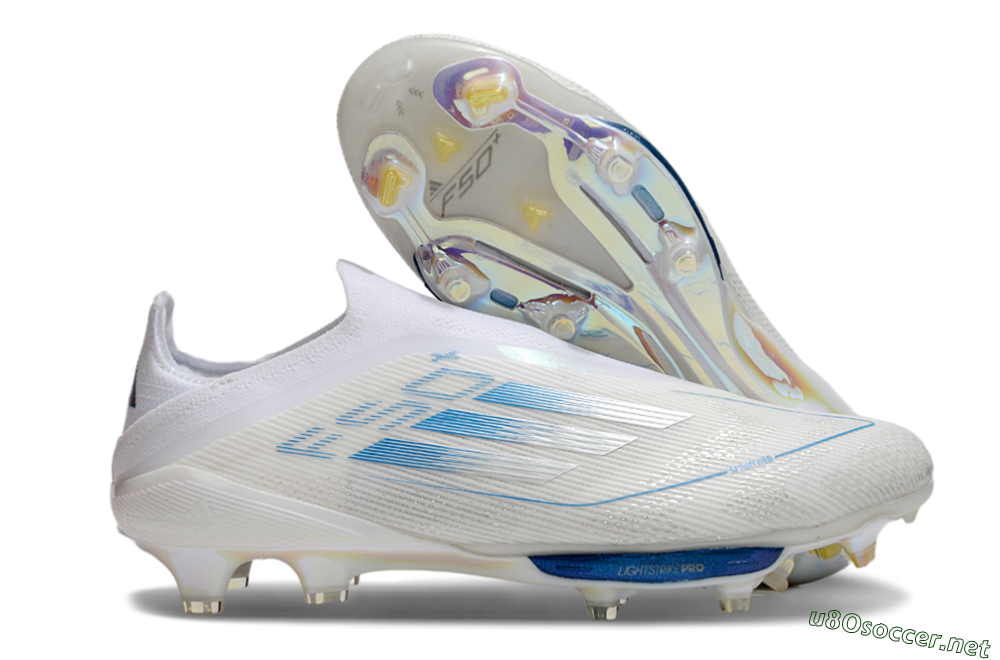 Men's Adidas F50+ Elite Lightstrike Pro FG Football Boots - Beige/White/Blue 2