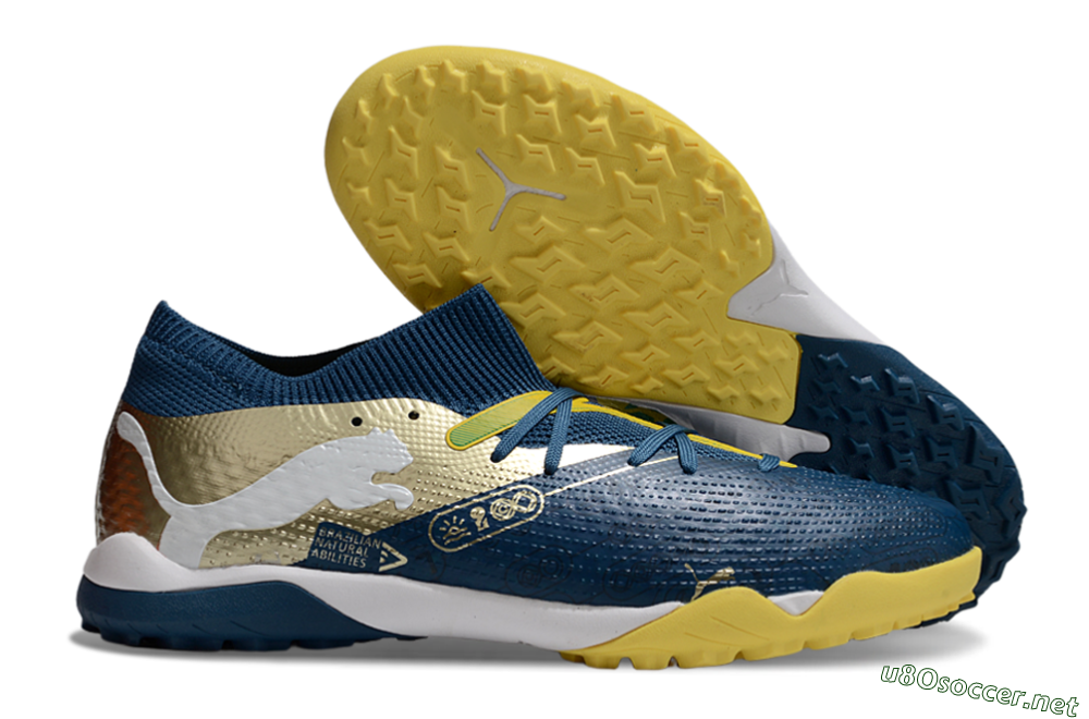 Men's Puma Future 7 Ultimate TF Football Shoes - Blue/White/Gold 2