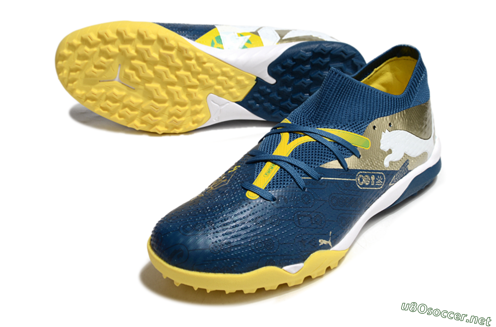 Men's Puma Future 7 Ultimate TF Football Shoes - Blue/White/Gold 3