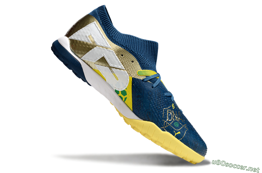 Men's Puma Future 7 Ultimate TF Football Shoes - Blue/White/Gold 4
