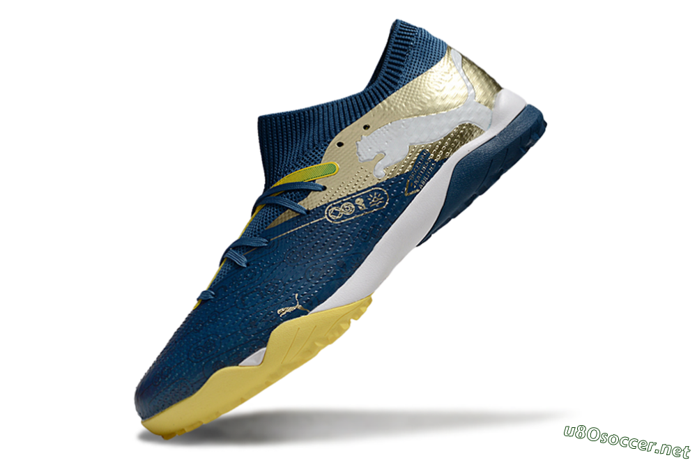 Men's Puma Future 7 Ultimate TF Football Shoes - Blue/White/Gold 5