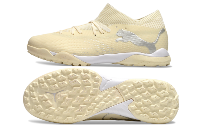 Men's Puma Future 7 Ultimate TF Football Shoes - Beige/Silver/White