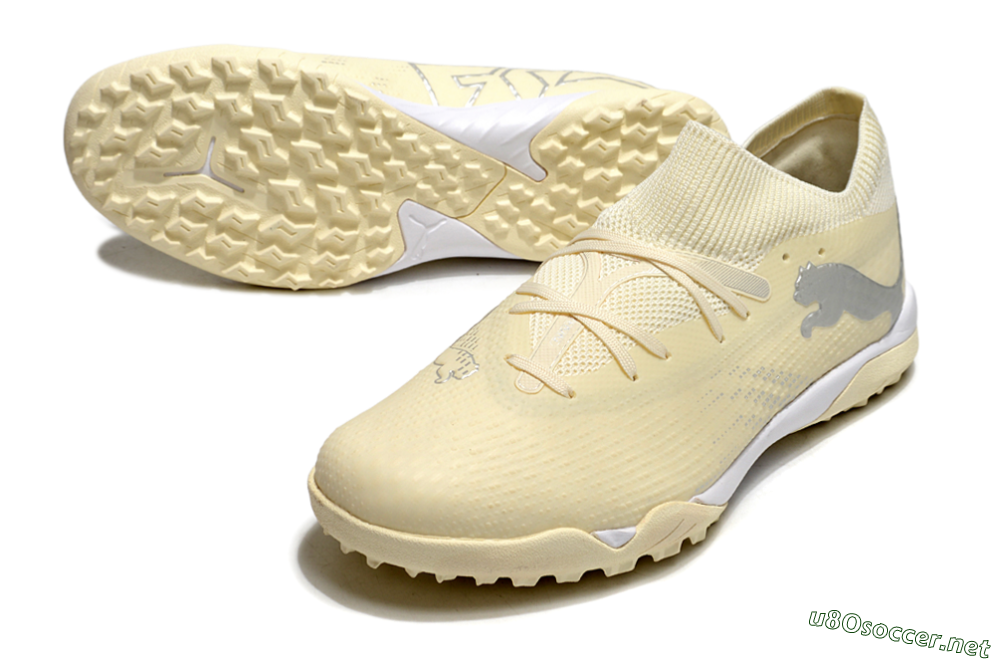 Men's Puma Future 7 Ultimate TF Football Shoes - Beige/Silver/White 3