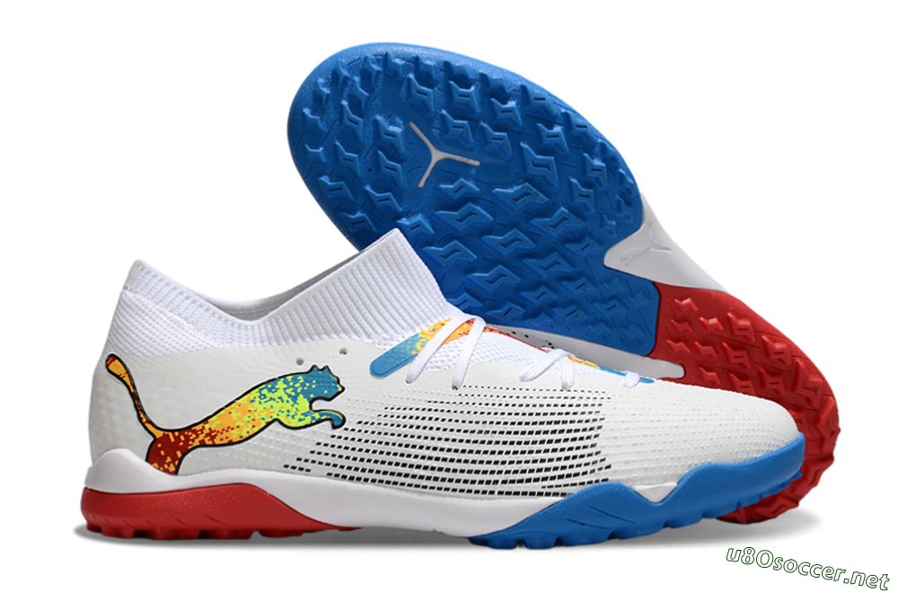 Men's Puma Future 7 Ultimate TF Football Shoes - White/Yellow/Red/Blue 2