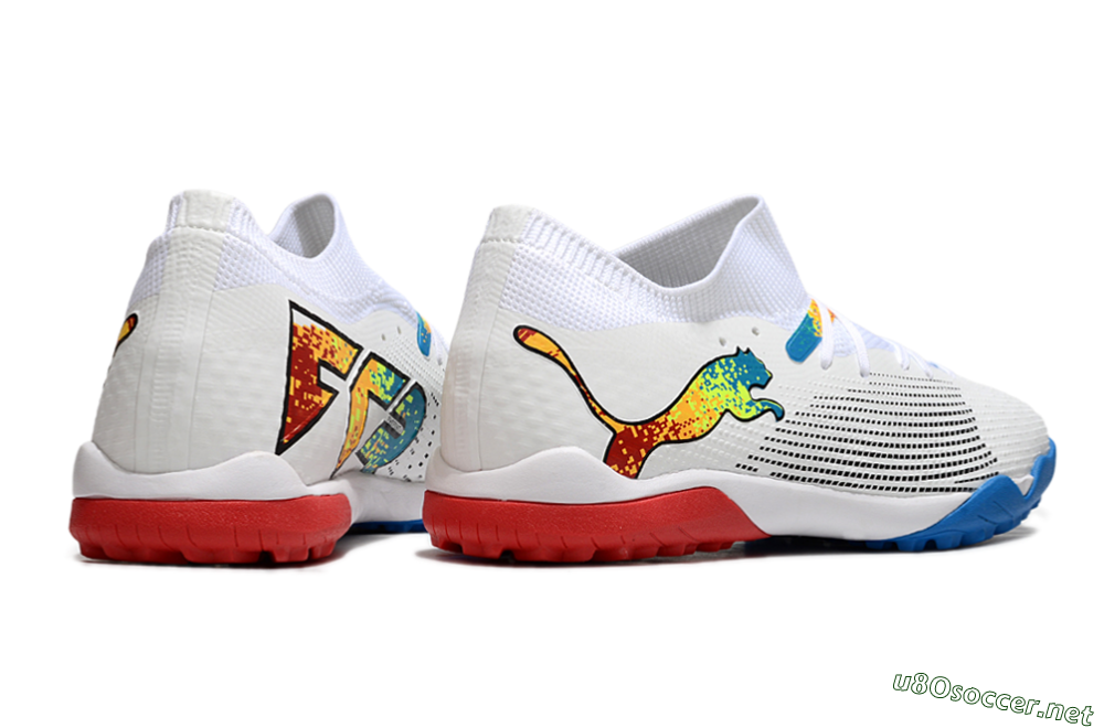 Men's Puma Future 7 Ultimate TF Football Shoes - White/Yellow/Red/Blue 6