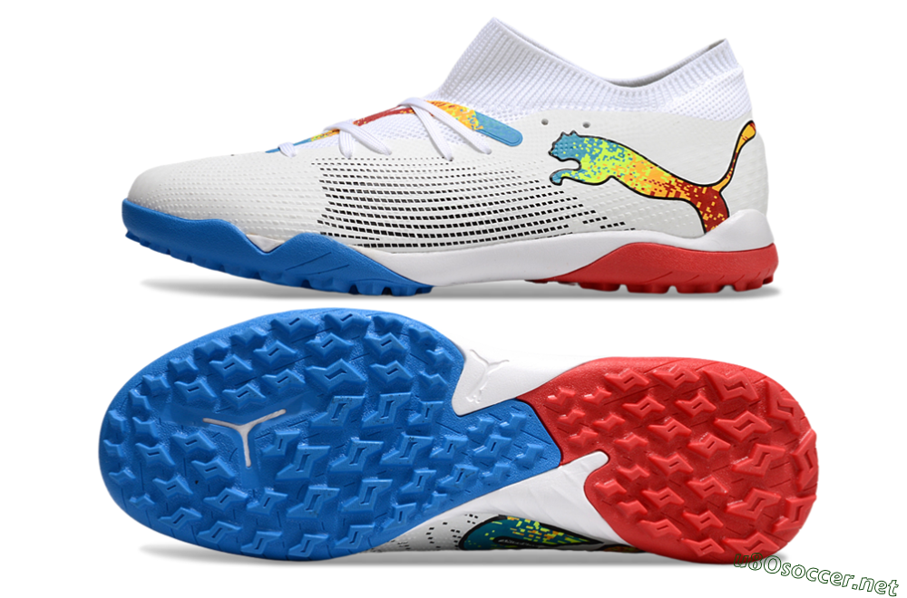 Men's Puma Future 7 Ultimate TF Football Shoes - White/Yellow/Red/Blue 1