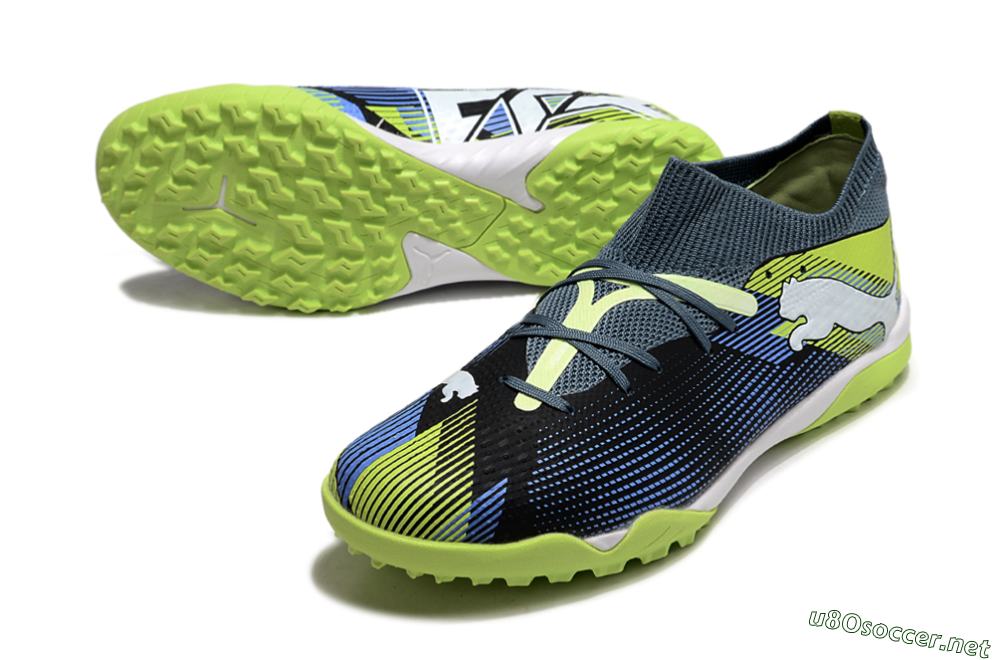 Men's Puma Future 7 Ultimate TF Football Shoes - Black/Blue/Yellow 3