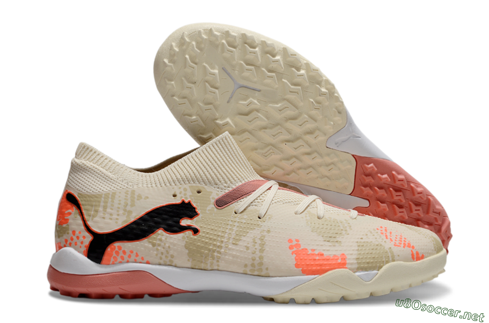 Men's Puma Future 7 Ultimate TF Football Shoes - Beige/Black/Red 2