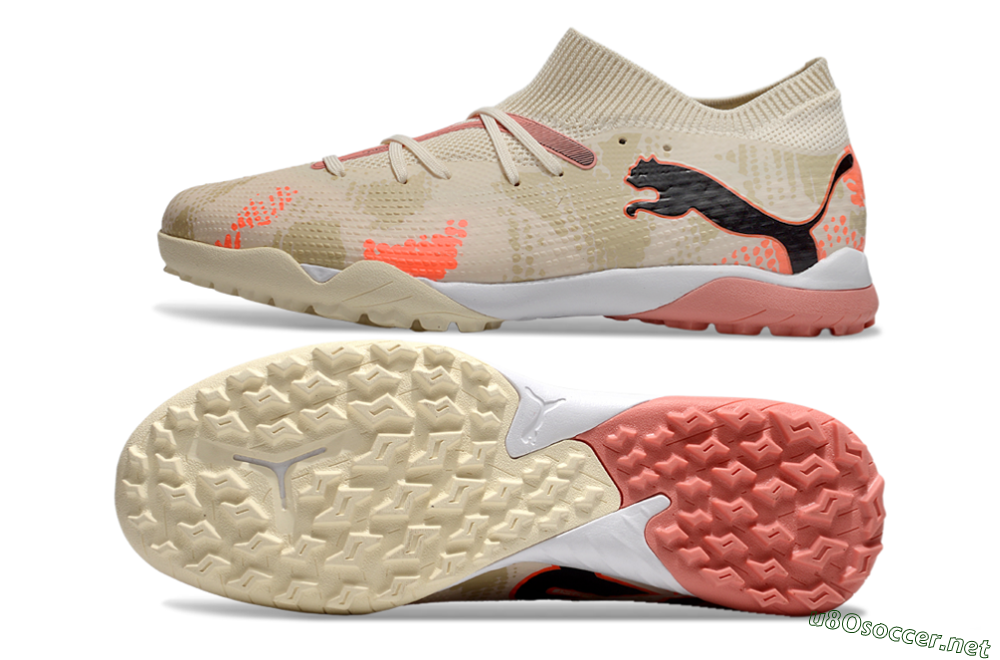 Men's Puma Future 7 Ultimate TF Football Shoes - Beige/Black/Red 1