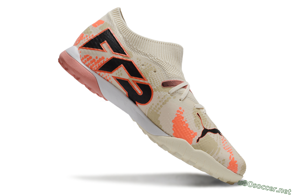 Men's Puma Future 7 Ultimate TF Football Shoes - Beige/Black/Red 4