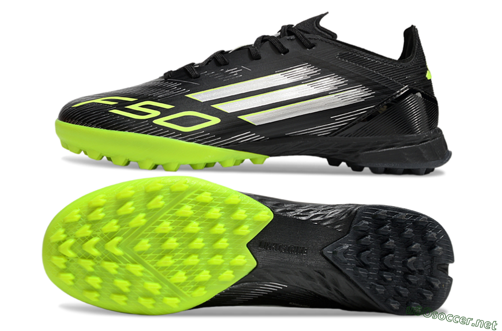 Men's Adidas F50 Pro TF Football Shoes - Black/Yellow/Silver 1