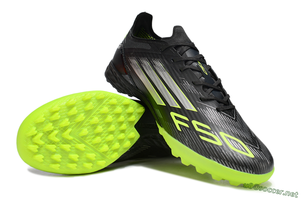 Men's Adidas F50 Pro TF Football Shoes - Black/Yellow/Silver 3