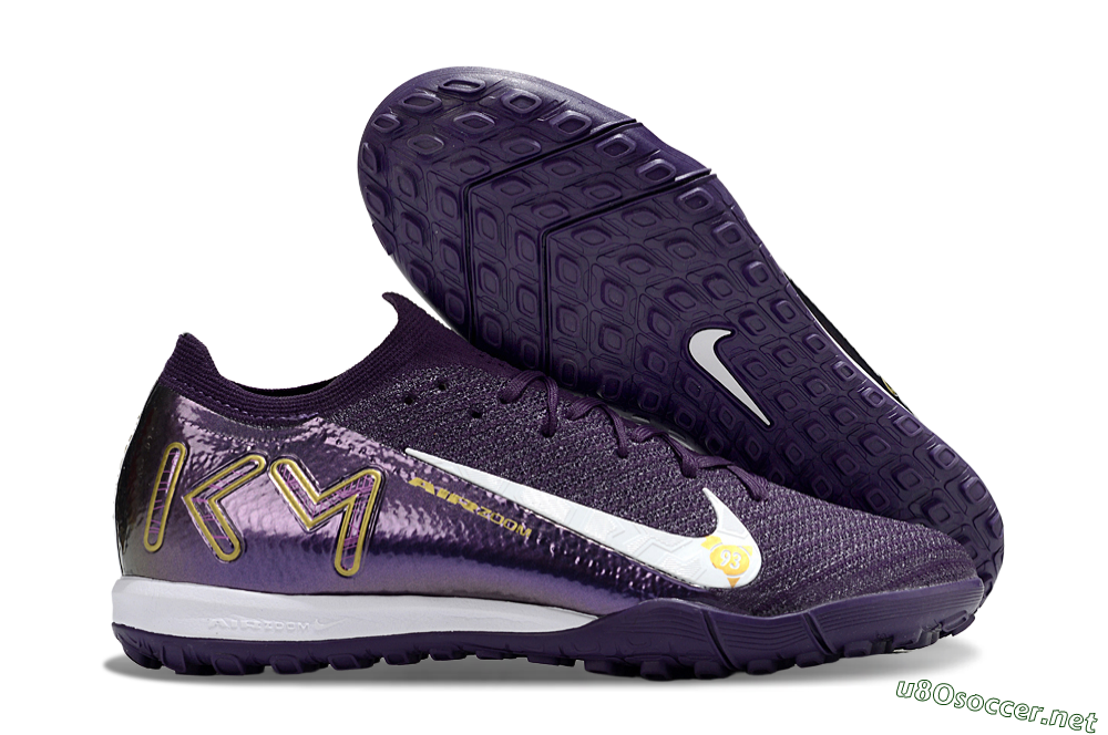 Unisex Nike Air Zoom Mercurial Vapor 16 Elite TF Football Shoes - Purple/White/Gold 2