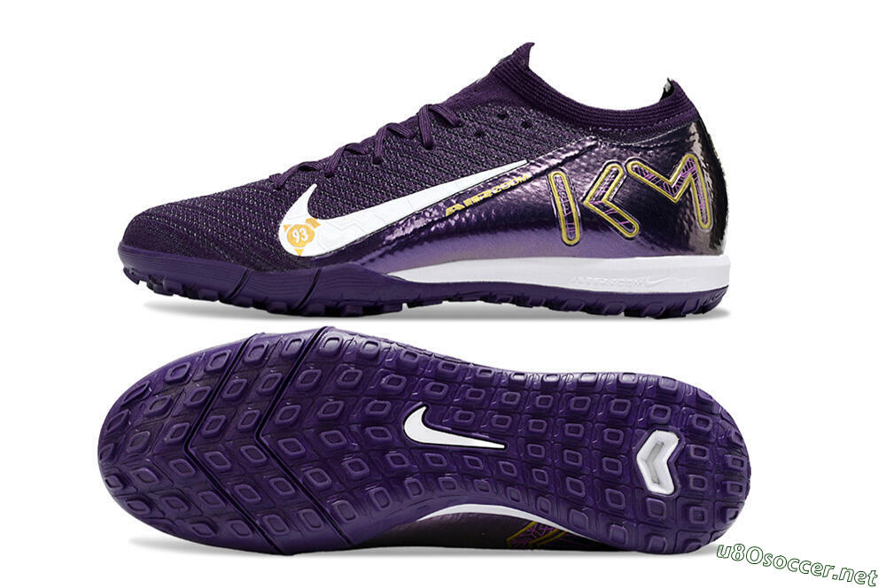Unisex Nike Air Zoom Mercurial Vapor 16 Elite TF Football Shoes - Purple/White/Gold 1