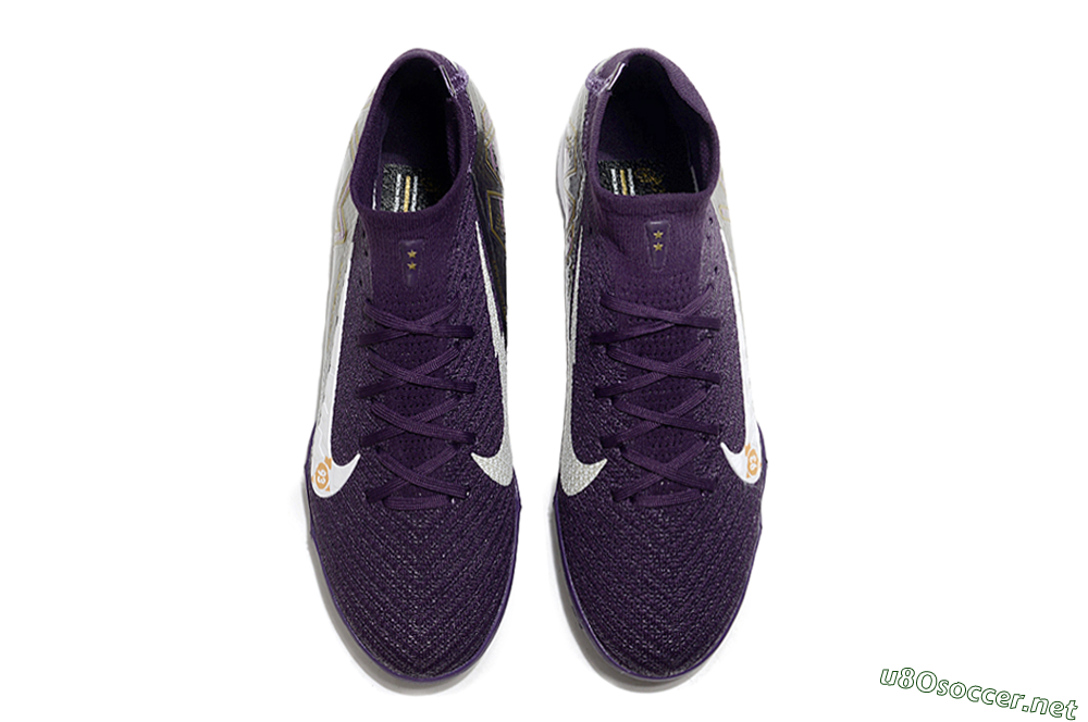 Unisex Nike Air Zoom Mercurial Superfly 10 Elite TF Football Shoes - Purple/White/Gold 4
