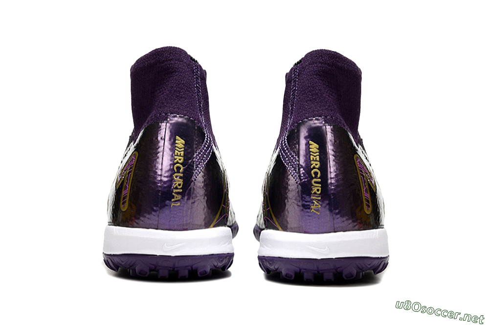 Unisex Nike Air Zoom Mercurial Superfly 10 Elite TF Football Shoes - Purple/White/Gold 5