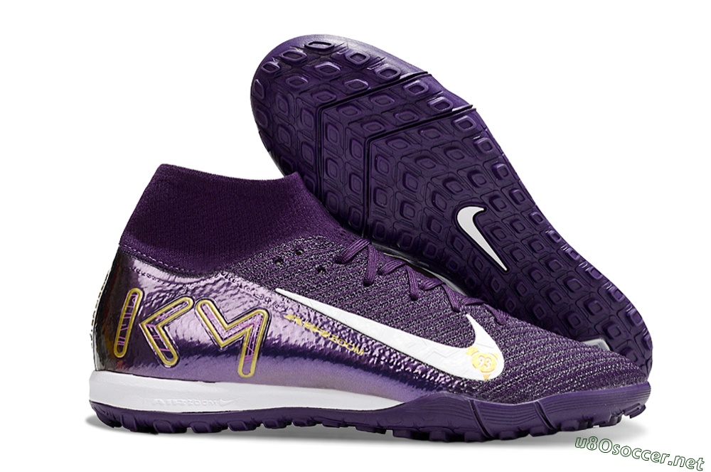 Unisex Nike Air Zoom Mercurial Superfly 10 Elite TF Football Shoes - Purple/White/Gold 2