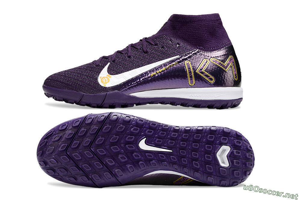 Unisex Nike Air Zoom Mercurial Superfly 10 Elite TF Football Shoes - Purple/White/Gold 1