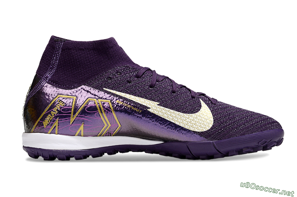 Unisex Nike Air Zoom Mercurial Superfly 10 Elite TF Football Shoes - Purple/White/Gold 7