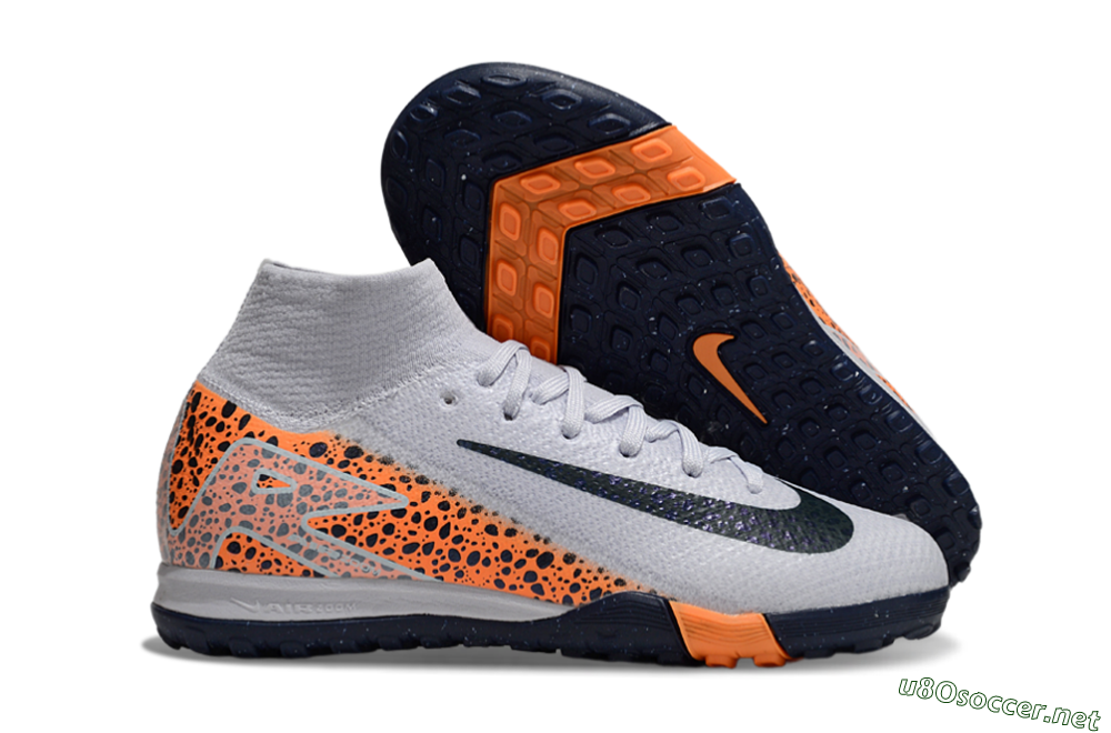 Kids Nike Air Zoom Mercurial Superfly 10 Elite TF Football Shoes - Grey/Black/Leopard 2