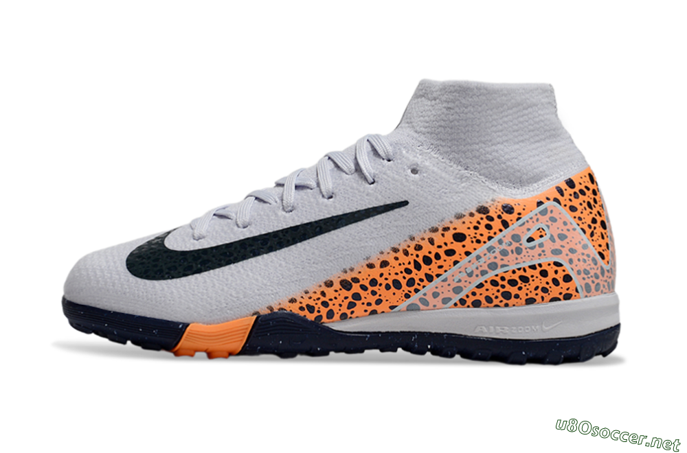 Kids Nike Air Zoom Mercurial Superfly 10 Elite TF Football Shoes - Grey/Black/Leopard 0