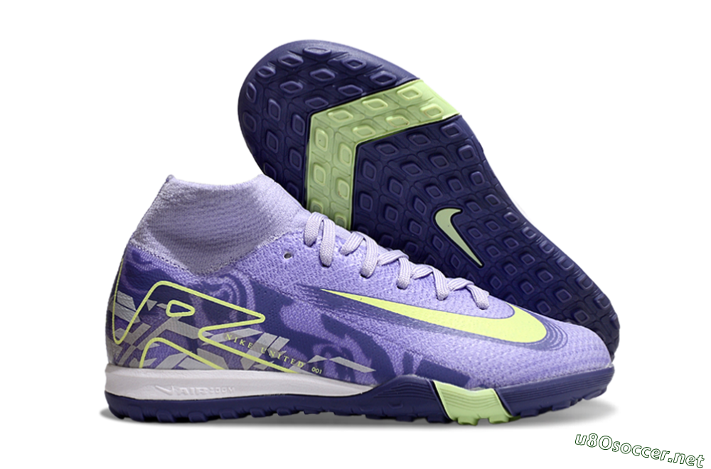 Kids Nike Air Zoom Mercurial Superfly 10 Elite TF Football Shoes - Purple/Yellow 2
