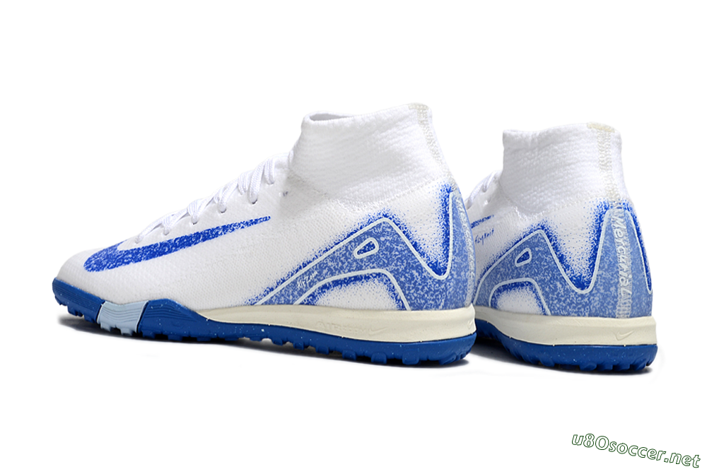 Kids Nike Air Zoom Mercurial Superfly 10 Elite TF Football Shoes - White/Blue 5