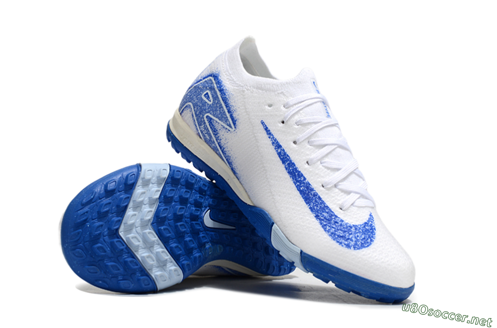 Kids Nike Air Zoom Mercurial Vapor 16 Elite TF Football Shoes - White/Blue 1