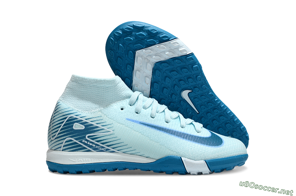 Kids Nike Air Zoom Mercurial Superfly 10 Elite TF Football Shoes - Jade/Blue 2