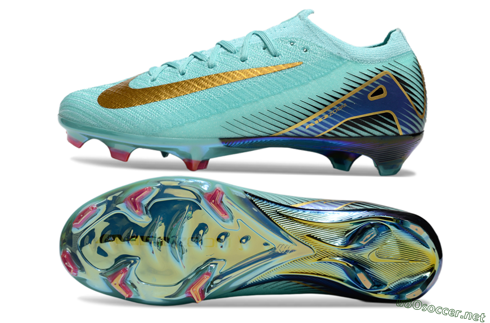 Unisex Nike Air Zoom Mercurial Vapor 16 Elite FG Football Boots - Jade/Gold/Blue 1