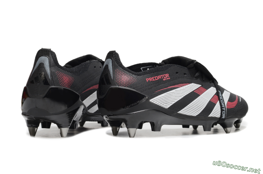 Men's Adidas Predator 25 Elite Foldover Tongue SG Football Boots - Black/White/Red 6