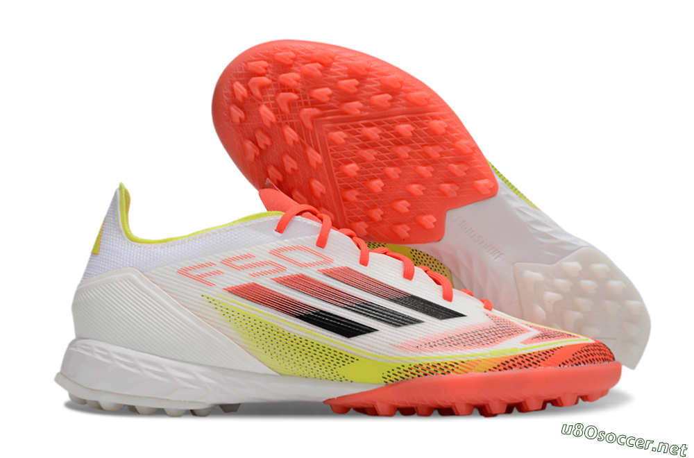 Men's Adidas F50 Pro TF Football Shoes - White/Red/Yellow 2