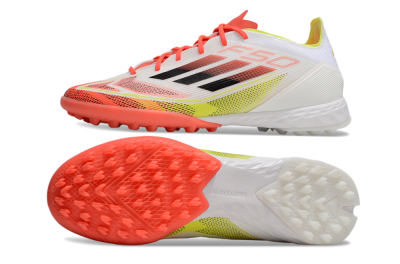 Men's Adidas F50 Pro TF Football Shoes - White/Red/Yellow