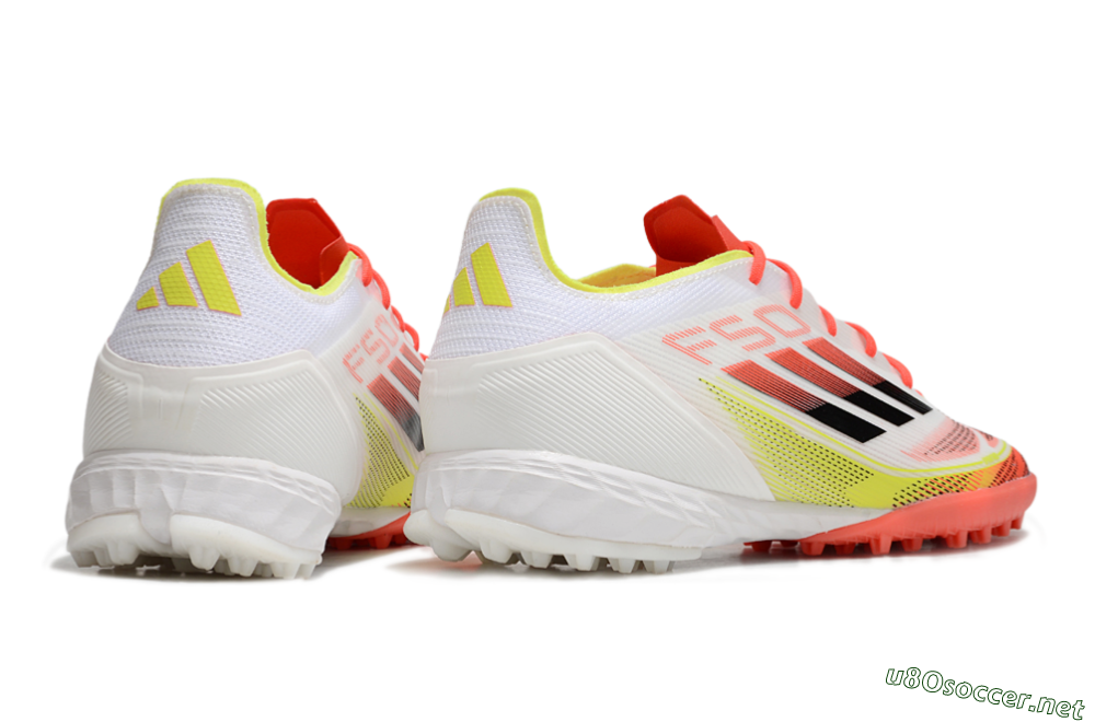 Men's Adidas F50 Pro TF Football Shoes - White/Red/Yellow 6
